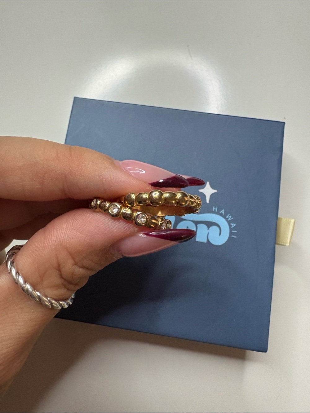 Stay Golden Diamond Bezel Ring Set